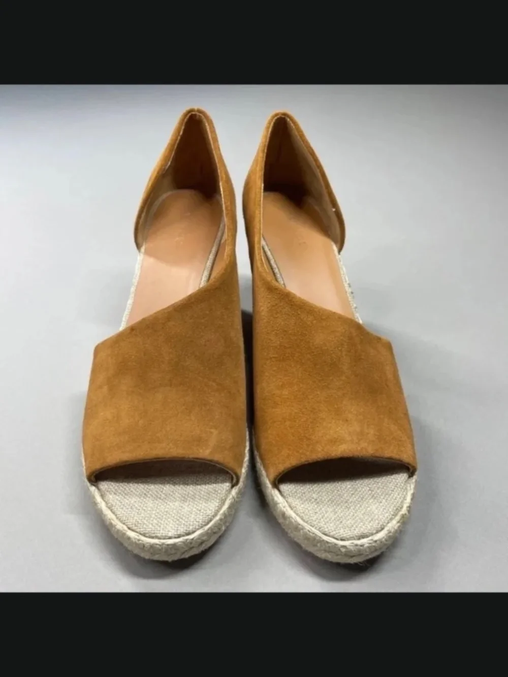 NEW Vince Wedge Heels Womens 10 brown suede leather jute Sonora designer